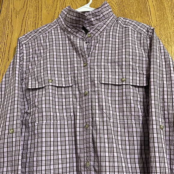 Eddie Bauer Women’s Purple Multi Classic Fit Outdoor Button Down Shirt Sz-XL - Picture 2 of 5